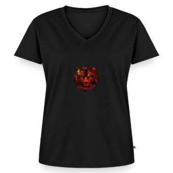 China - Frauen Premium Bio T-Shirt mit V-Ausschnitt - Schwarz - Vorne - AI Model Female 172 light (172cm)