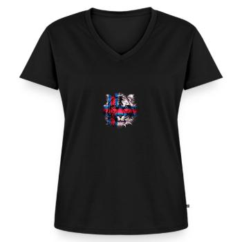 Färöer Inseln - Frauen Premium Bio T-Shirt mit V-Ausschnitt - Schwarz - Vorne - AI Model Female 172 light (172cm)