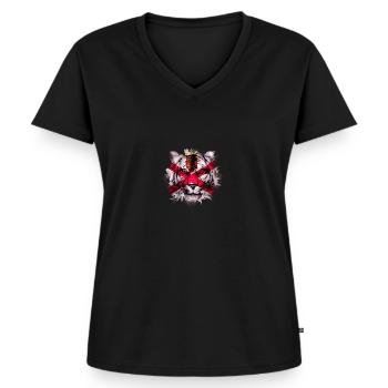 Jersey - Women's Premium Organic V-neck T-shirt - black - Front - AI Model Female 172 light (172cm)