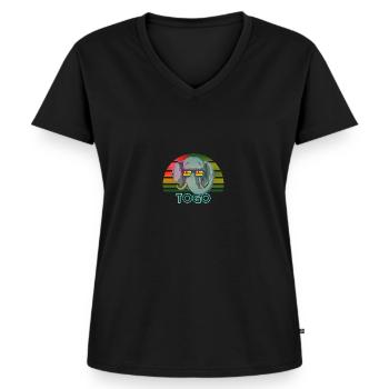 Togo - Women's Premium Organic V-neck T-shirt - black - Front - AI Model Female 172 light (172cm)