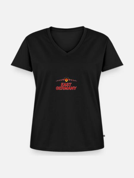 DDR - Frauen Premium Bio T-Shirt mit V-Ausschnitt - Schwarz