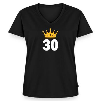 30 Krone 30. Geburtstag 30 Jahre - Frauen Premium Bio T-Shirt mit V-Ausschnitt - Schwarz - Vorne - AI Model Female 172 light (172cm)