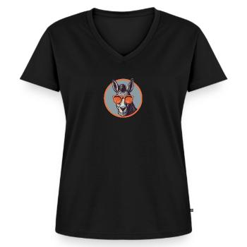 Esel, Sonnenbrille, Maultier, Maulesel - Frauen Premium Bio T-Shirt mit V-Ausschnitt - Schwarz - Vorne - AI Model Female 172 light (172cm)