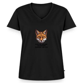 Fox Lover Foxes Are Awesome - Frauen Premium Bio T-Shirt mit V-Ausschnitt - Schwarz - Vorne - AI Model Female 172 light (172cm)