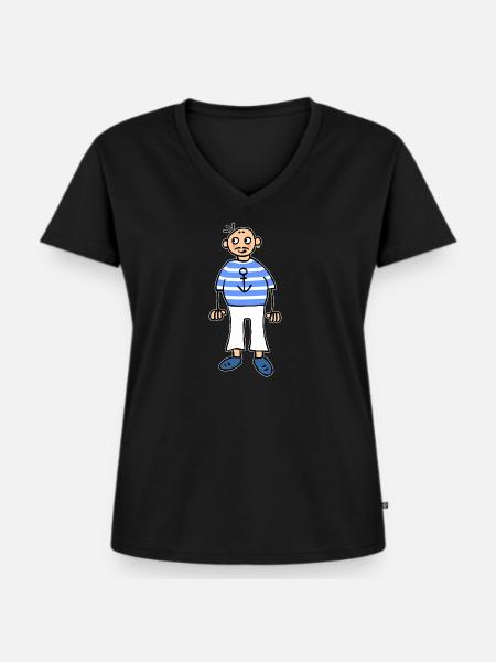 Schifffahrt Bootsjunge Anker Seemann Matrose - Frauen Premium Bio T-Shirt mit V-Ausschnitt - Schwarz