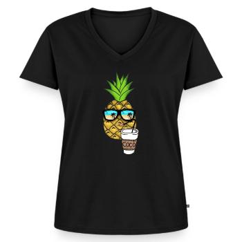 Vacances - T-shirt encolure en V Premium bio Femme - noir - Devant - AI Model Female 172 light (172cm)