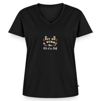 Hase Kaninchen - Frauen Premium Bio T-Shirt mit V-Ausschnitt - Schwarz - Vorne - AI Model Female 172 light (172cm)