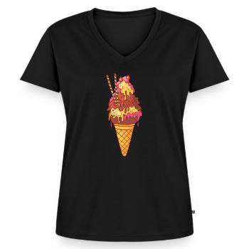 Ice cream ice cream ice cream ice cream ball ice cream sundae - Women's Premium Organic V-neck T-shirt - black - Front - AI Model Female 172 light (172cm)