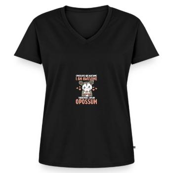 Opossums Are Awesome Possum Funny Opossum Lover - Frauen Premium Bio T-Shirt mit V-Ausschnitt - Schwarz - Vorne - AI Model Female 172 light (172cm)