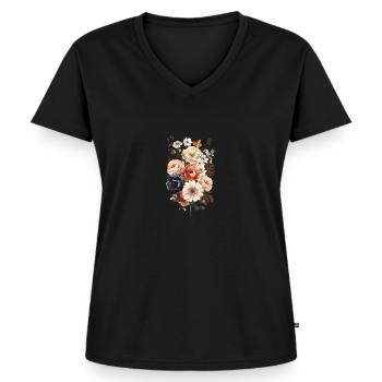 Beautiful boho flower herbarium pastel - Women's Premium Organic V-neck T-shirt - black - Front - AI Model Female 172 light (172cm)