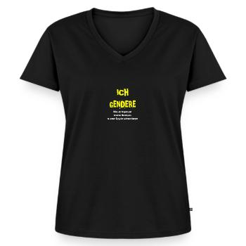 Ich gendere Geschenkidee gendern Sprache Gender - Frauen Premium Bio T-Shirt mit V-Ausschnitt - Schwarz - Vorne - AI Model Female 172 light (172cm)