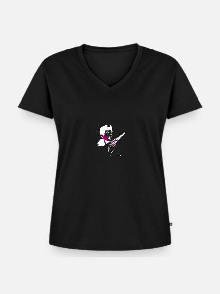 Western Lady - Frauen Premium Bio T-Shirt mit V-Ausschnitt - Schwarz