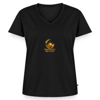 Regenerative Agriculture - Frauen Premium Bio T-Shirt mit V-Ausschnitt - Schwarz - Vorne - AI Model Female 172 light (172cm)