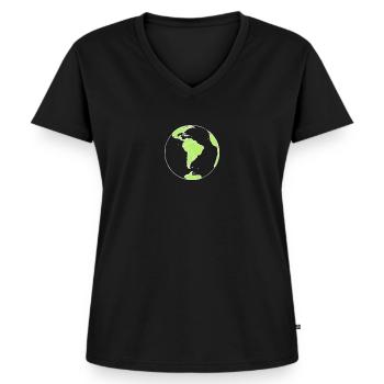 Globe - South America - sw - Women's Premium Organic V-neck T-shirt - black - Front - AI Model Female 172 light (172cm)