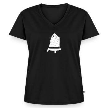 Optimist - Frauen Premium Bio T-Shirt mit V-Ausschnitt - Schwarz - Vorne - AI Model Female 172 light (172cm)