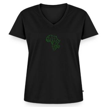 Continent - Africa - outlines - Women's Premium Organic V-neck T-shirt - black - Front - AI Model Female 172 light (172cm)