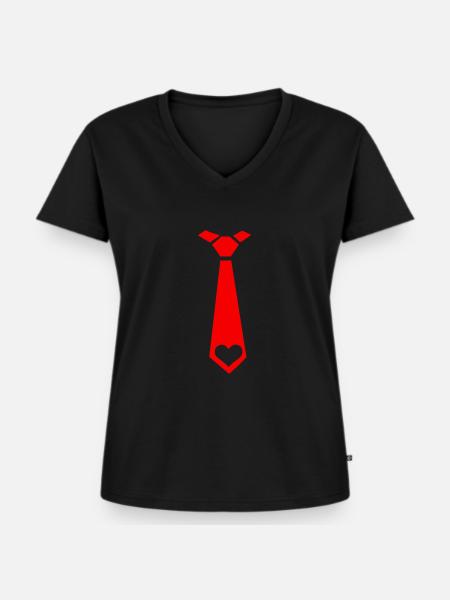 Krawatte - Frauen Premium Bio T-Shirt mit V-Ausschnitt - Schwarz