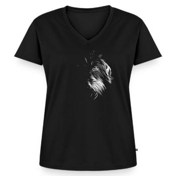 Wilder Dackel - Rauhaardackel - Hund - Frauen Premium Bio T-Shirt mit V-Ausschnitt - Schwarz - Vorne - AI Model Female 172 light (172cm)