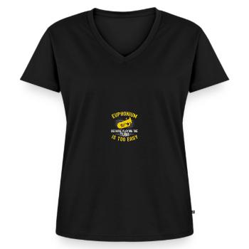 Tiefes Blech Marschieren Bariton Euphonium - Frauen Premium Bio T-Shirt mit V-Ausschnitt - Schwarz - Vorne - AI Model Female 172 light (172cm)