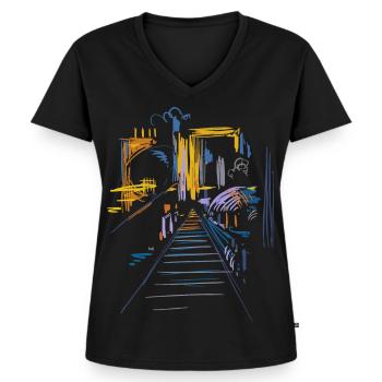 Architektur Abstrakt - Frauen Premium Bio T-Shirt mit V-Ausschnitt - Schwarz - Vorne - AI Model Female 172 light (172cm)