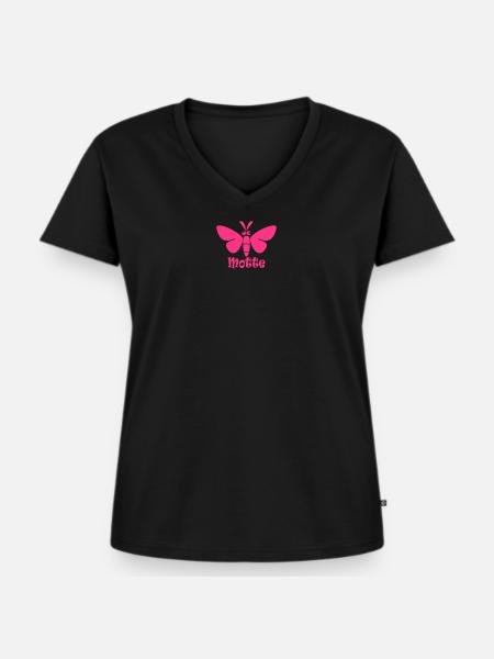Motte - Frauen Premium Bio T-Shirt mit V-Ausschnitt - Schwarz