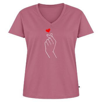 K-Pop Fingerheart - Women's Premium Organic V-neck T-shirt - mauve - Front - AI Model Female 172 dark (172cm)