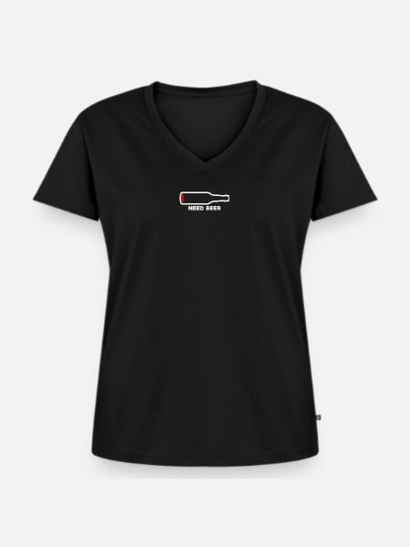 Brauche Bierflaschen-Silhouette - Frauen Premium Bio T-Shirt mit V-Ausschnitt - Schwarz