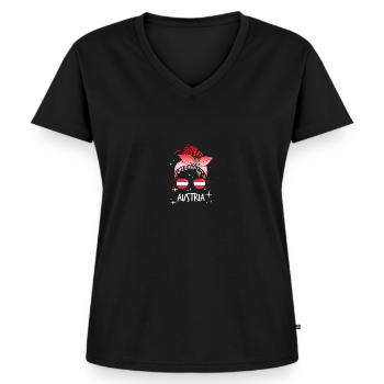 Österreich - Frauen Premium Bio T-Shirt mit V-Ausschnitt - Schwarz - Vorne - AI Model Female 172 light (172cm)