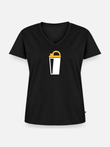 Protein Shaker - Frauen Premium Bio T-Shirt mit V-Ausschnitt - Schwarz