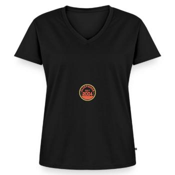 2004 - Frauen Premium Bio T-Shirt mit V-Ausschnitt - Schwarz - Vorne - AI Model Female 172 light (172cm)