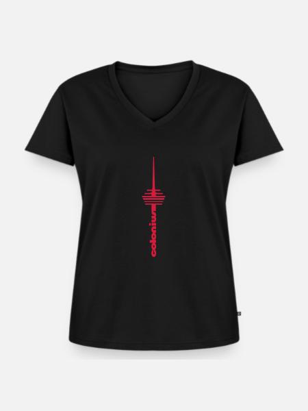 Köln Fernsehturm Colonius Schrift - Frauen Premium Bio T-Shirt mit V-Ausschnitt - Schwarz