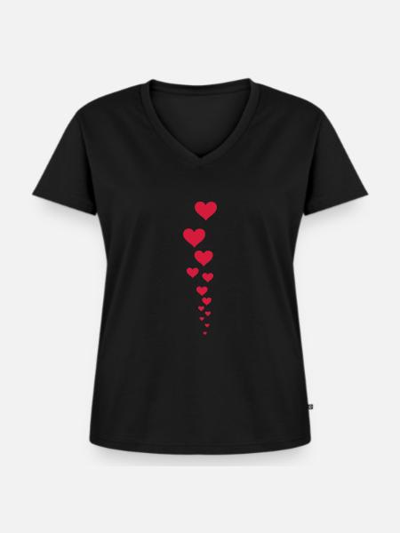 valentine heart - Frauen Premium Bio T-Shirt mit V-Ausschnitt - Schwarz