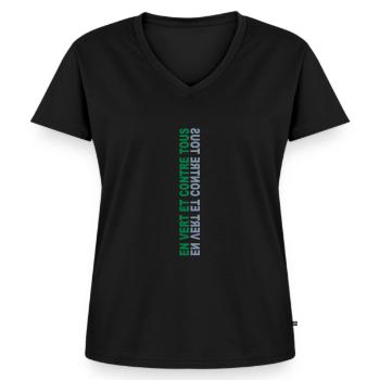 en_vert et contre tous - T-shirt encolure en V Premium bio Femme - noir - Devant - AI Model Female 172 light (172cm)