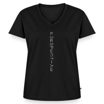 Perspective - moderne Kunst - Frauen Premium Bio T-Shirt mit V-Ausschnitt - Schwarz - Vorne - AI Model Female 172 light (172cm)