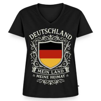 Deutschland - Mein Land - Meine Heimat - Frauen Premium Bio T-Shirt mit V-Ausschnitt - Schwarz - Vorne - AI Model Female 172 light (172cm)