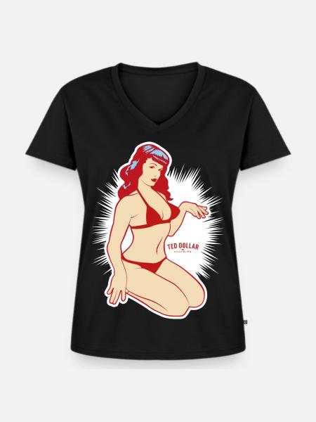 Pin up Tribut - Frauen Premium Bio T-Shirt mit V-Ausschnitt - Schwarz