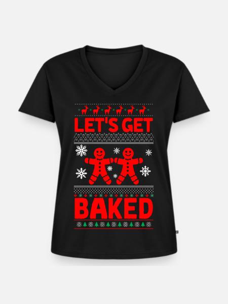 Lebkuchenmann | Lebkuchenmann - Frauen Premium Bio T-Shirt mit V-Ausschnitt - Schwarz