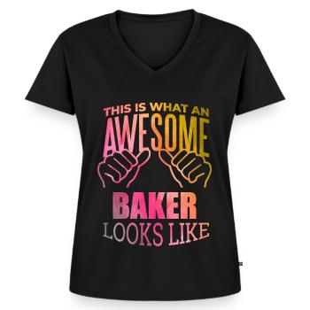 Baking - Women's Premium Organic V-neck T-shirt - black - Front - AI Model Female 172 light (172cm)