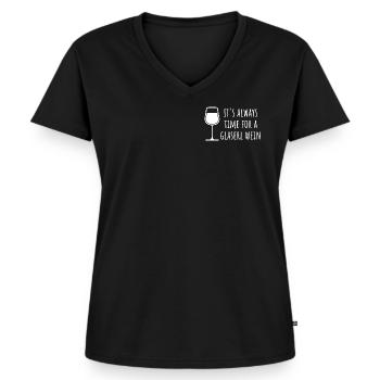 Wein Geschenk - Frauen Premium Bio T-Shirt mit V-Ausschnitt - Schwarz - Vorne - AI Model Female 172 light (172cm)