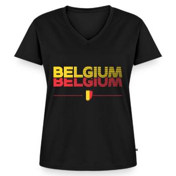Belgium Belgique Belgie Belgium Brussels Football - Women's Premium Organic V-neck T-shirt - black - Front - AI Model Female 172 light (172cm)
