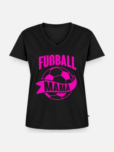 Fußball Mama - Frauen Premium Bio T-Shirt mit V-Ausschnitt - Schwarz