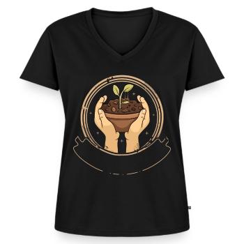Permaculture Food Compost - Women's Premium Organic V-neck T-shirt - black - Front - AI Model Female 172 light (172cm)