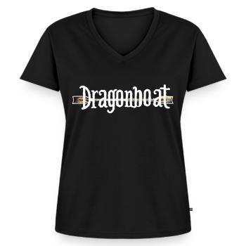 Lustiges Drachenboot-paddel - Frauen Premium Bio T-Shirt mit V-Ausschnitt - Schwarz - Vorne - AI Model Female 172 light (172cm)