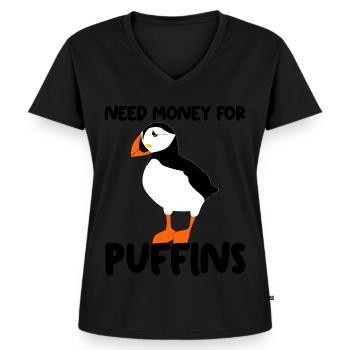 Puffin Joke Puffins - Frauen Premium Bio T-Shirt mit V-Ausschnitt - Schwarz - Vorne - AI Model Female 172 light (172cm)