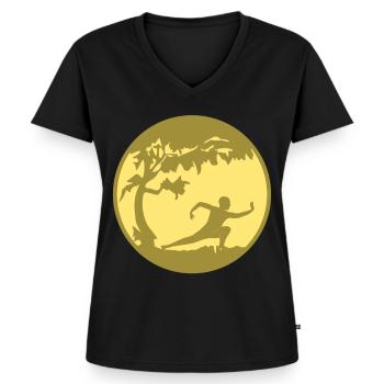 Qigong Karaté Thai Chi Chigong Qi Gong - T-shirt encolure en V Premium bio Femme - noir - Devant - AI Model Female 172 light (172cm)