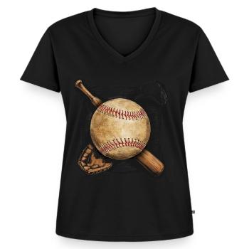 Baseball Hommes Femmes Enfants Joueur Lanceur Softball - T-shirt encolure en V Premium bio Femme - noir - Devant - AI Model Female 172 light (172cm)