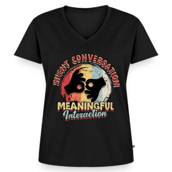 Sign Language Silent Conversation - Women's Premium Organic V-neck T-shirt - black - Front - AI Model Female 172 light (172cm)