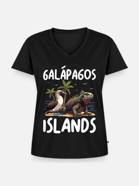 Galapagos Islands - Frauen Premium Bio T-Shirt mit V-Ausschnitt - Schwarz