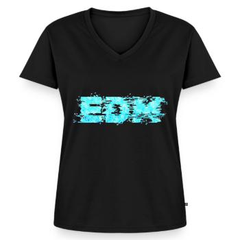 EDM-Musik Retro-Glitch-Ästhetik Techno-Liebhaber - Frauen Premium Bio T-Shirt mit V-Ausschnitt - Schwarz - Vorne - AI Model Female 172 light (172cm)