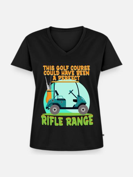 Langstreckenschießen Long Range - Frauen Premium Bio T-Shirt mit V-Ausschnitt - Schwarz
